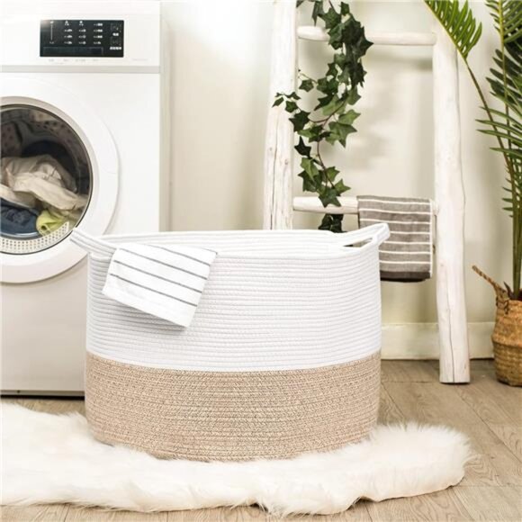 Extra Large Cotton Rope Basket 22" x 14" - Toy Basket for Kids -Blanket Basket - Picture 6 of 7